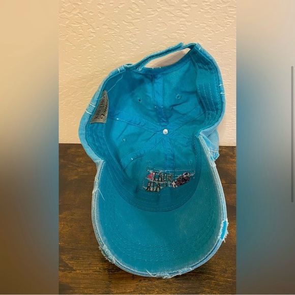 Teal Distressed Cap with Patch - Picture 4 of 8